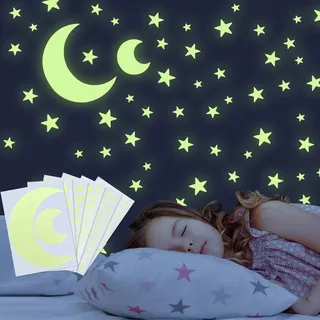 Leuchtende Sterne, 318 Stück, selbstklebend, phosphoreszierend, Sterne, selbstklebend, für Kinder, Wandsticker für Kinder, fluoreszierende Sterne, für Decke, Dekoration