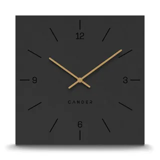 Cander Berlin MNU 2630 Q Wanduhr MDF lautlos ohne Tickgeräusche 30 cm Wohnzimmer eckig quadtraisch Vintage schwarz Holzzeiger