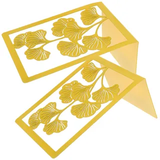 TOPBATHY 2 Stück Buchstützen Metall Ginkgoblatt Design Stabil rutschfest Schreibtisch Organizer Büro Bücherhalter