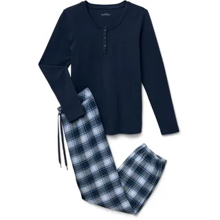 Tchibo - Flanell-Pyjama-Set - Damen - Gr. XL - dunkelblau