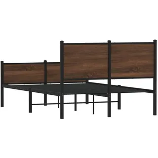 vidaXL Metallbett 140 x 190 cm Eichen-Optik