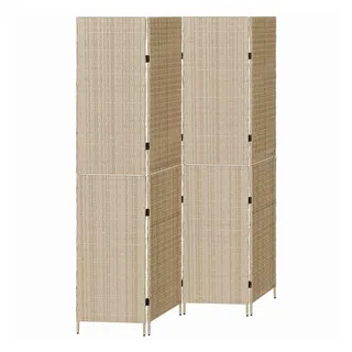 vidaXL Raumteiler Raumteiler Beige 195 x 180 cm Poly-Rattan, 1-tlg. beige|weiß