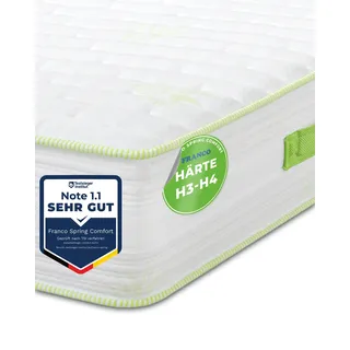 FRANCO Spring Comfort hart Federkernmatratze 120x200 cm Härtegrad 3-4 - Höhe 22 cm - mit Aloe Vera waschbarer Bezug & atmungsaktiven 3D-Gewebe - Antiallergen Bonellfederkernmatratze bis 140kg