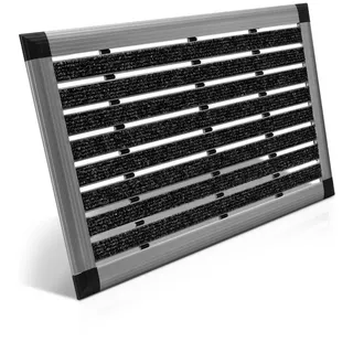 bomoe Fußmatte Fussabtreter Aussenbereich Alu Fußmatte AluGant, 40x60cm, Grau, Höhe: 1 mm, rutschfest Rostfrei Fussabtreter Aussenbereich Outdoor-Fußmatte blau|grau|schwarz 60 cm x 40 cm x 1 mm