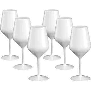 Doimoflair Weingläser aus Kunststoff bruchsicher Weinbecher Sektgläser Plastik Weiß 47 cl. Set 6 Stück - Weiß