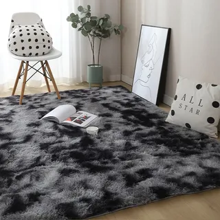CHENMIAO Teppich Wohnzimmer Schlafzimmer 250 x 250 cm Gemütlicher & Weicher Modern Weicher Wohnzimmerteppich Waschbar, Anti-Rutsch Unterseite für Schlafzimmer Kinderzimmer, Dunkelgrau