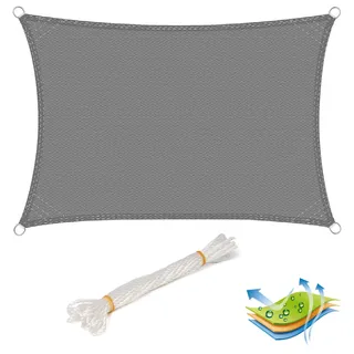 Woltu Sonnensegel Rechteck atmungsaktiv HDPE Windschutz mit UV Schutz für Garten Terrasse Camping,