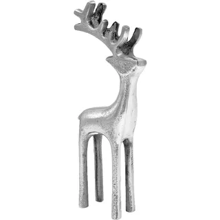 Deko Rentier Figur SILBER aus Aluguss 9x3x21,5cm- Hirsch Weihnachtsdeko