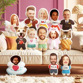 Personalisiert Kissen mit eigemen Foto Lusitiges Fotogeschenk mit Katze Hund Mensch Gesicht Selbst Gestalten 3D Bedrucken Doppelseitige Körperkissen mit Bild Foto-Kissen zum Geburtstag Weinachten