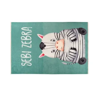 Kinderteppich  Zebra , grün , Baumwolle , Maße (cm): B: 115 H: 0,6