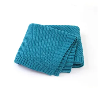 Strickdecke Babydecke Kuscheldecke, Surwin Mädchen und Jungen Babys Gestrickt Kinderdecke Freien Krabbeldecke Perfekt für Kinderwagen Babybett (80x100cm,Grün)
