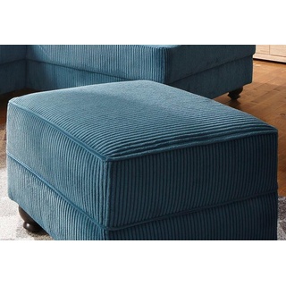 Hocker HOME AFFAIRE "King Henry" Gr. B/H/T: 59 cm x 46 cm x 59 cm, Samtcord, blau (petrol) Polsterhocker Hocker mit Federkern