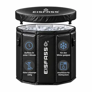 Eisfass® Easy Premium Eisbad für Zuhause – ausklappen, befüllen & loslegen | faltbare Eistonne mit Deckel & Isolierung | ideal für Kältetherapie, Sommer-Abkühlung, Anfänger & Sportler