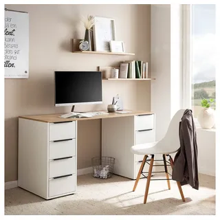Lomadox Büromöbel-Set EDEN-80, (Spar-Set, 3-tlg., Wandregal Arbeitstisch), in weiß Eiche Büro Arbeitszimmer modern weiß