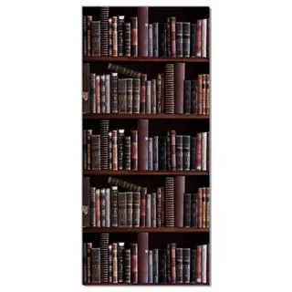 Wallario Türtapete Bücherregal mit alten Büchern, glatt, ohne Struktur rot 0.93 m x 2.05 m