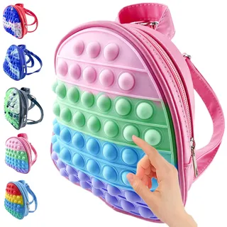 Pop It Rucksack Schule, Pop It Backpack, Pop It Fidget Toy, Fidgets Toys, Children, Squishy Toys, Anti Stress, Silicone Stress Relief and Anti-Anxiety, Toy Handbag Bag Pouch Bags