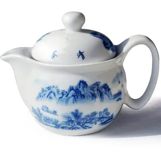yxhupot Blue and white porcelain Teekanne 350ml Blume Porzellan Fass Klassische Wasser Topf (comeliness)