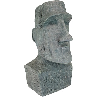 Design Toscano Osterinsel Ahu Akivi Moai Monolith Gartenstatue, Polyresin, steingrau, 33 x 31,8 x 62,2 cm