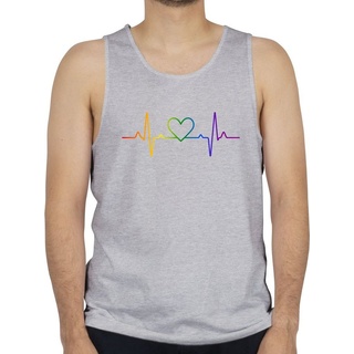 Shirtracer Tanktop Herzschlag Regenbogen Pride LGBT Kleidung grau L