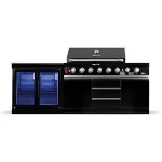 Goriller Outdoorküche, Schwarz Hochglanz, Metall, 30 W, 247x90x58 cm, CE, Grills & Outdoor-Küchen, Gasgrills