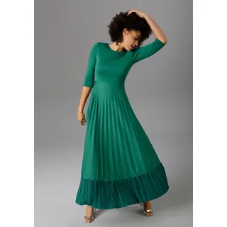 Maxikleid ANISTON CASUAL Gr. 38, N-Gr, grün (smaragd) Damen Kleider Lange Rockteil mit Volant aus Plissee Bestseller