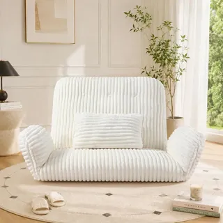 HomeMiYN Sitzsack Sessel XXL, Bequemer Loungesessel mit Rückenlehne und Armlehnen, Relaxsessel für Wohnzimmer Schlafzimmer - Weiß