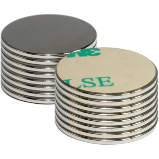 Neodym Magnet Quader Selbstklebend 3M Klebestreifen Magnetscheiben Rund Flach Quader Scheiben - Quadermagnet Mini Scheibenmagnet [10 Stück] D 20x1mm