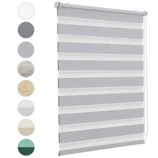 Doppelrollo Duo Rollo Klemmfix ohne Bohren für Fenster Rollos Jalousie Faltrollo, Sekey, freihängend, Klemmträger, Montage mit oder ohne Bohren möglich grau 100 cm x 130 cm