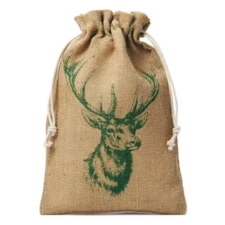 Großer Nikolaussack, Weihnachts-Sack, Weihnachten, Winter - Jute- (Hirsch-Motiv, 100x60 cm)