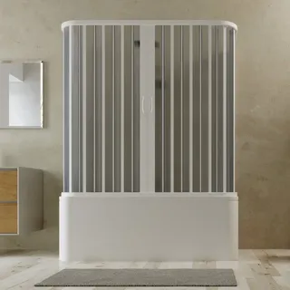 Idralite - Dreiseitige Badewanne-kabine Weiße Pvc H 150 Cm Mod. Tagete Mit Zentraler Öffnung 70x170x70 Cm