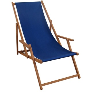 Liegestuhl blau Sonnenliege Gartenliege Holz Deckchair Strandstuhl Massivholz Gartenmöbel 10-307