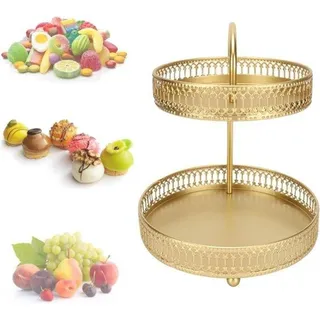Famanu runder Kuchenständer - 2-stufig - Vintage Cupcake-Display - Gold