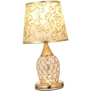 NUOBESTY Kristall Tischlampe Nachttischlampe Mit Eu Stecker Romantische Led Nachttischleuchte Metallfassung Warmweiß Schlafzimmer Wohnzimmer Dekoration