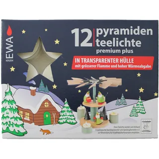 Pyramidenteelichte 12 Stück pro Packung mit transparenter Hülle