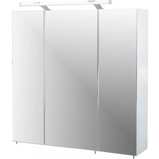 Schildmeyer Badezimmerspiegelschrank Spiegelschrank Badspiegel Wandspiegel 3 Türen Weiß Hochglanz weiß