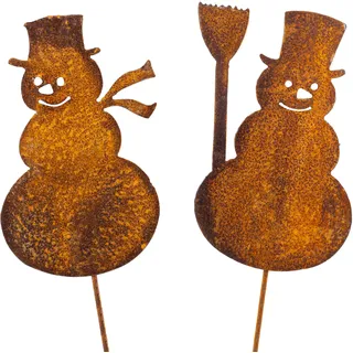 Blümelhuber 2 kleine Schneemann Deko Außen Gartenstecker - Weihnachten Deko - Perfekte Gartendeko Weihnachten oder Weihnachtsdeko Haustür -2er Set