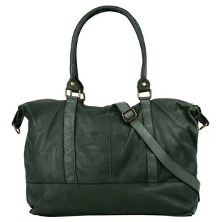 Samantha look Reisetasche echt Leder, Made in Italy grün