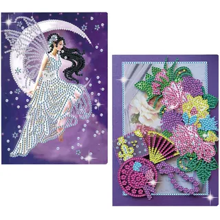 DCIDBEI Diamond Painting Notizbuch 2er Set Blanko Diamant Painting Kinder Notizbücher A5 Diamant Malerei Diamonds Geheimes Tagebuch Mädchen Skizzenbuch Fee Blumen Erwachsen Geschenk Mädchen Sketchbook
