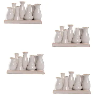 H&D Manufaktur Blumenvase Jinfa 7 Mini Vasen 0 cm Antik-Weiß