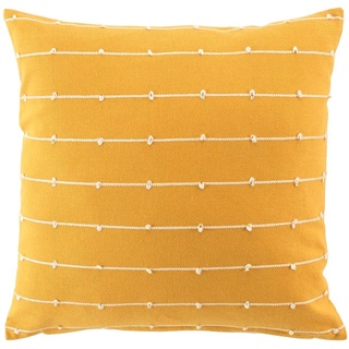 douceur d'intérieur Linechic Kissen mit abziehbarem Bezug (45 x 45 cm), Gelb, recycelte Baumwolle und abgeschnittene Fäden