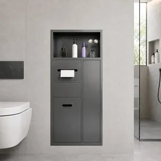 Unterputz Toilettenpapierhalter, Unterputz WC Modul, Wandnische Bad | 306 Edelstahl, Einbau-Mülleimer, Toilettenpapierhalter, WC-Bürstenhalter