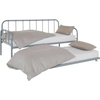 loft24 Metallbett Ariel - Bett Bettgestell Bettrahmen Tagesbett, Metallbet mit ausziehbarer Liegefläche, 90x200 cm, Bettgestell Metall grau