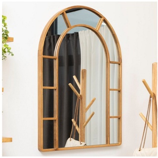 Terra Home Wandspiegel Spiegel Eiche Landa 60x80 cm, Bogenform mit Fenster (braun), Badezimmerspiegel Flurspiegel braun