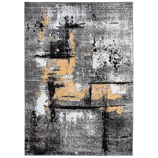 Mazovia Designteppich Modern Teppich Kurzflor Wohnzimmerteppich Robust und pflegeleicht GRAU, 250 x 350 cm, Fußbodenheizung, Allergiker geeignet, Farbecht, Pflegeleicht gelb|grau 250 x 350 cm
