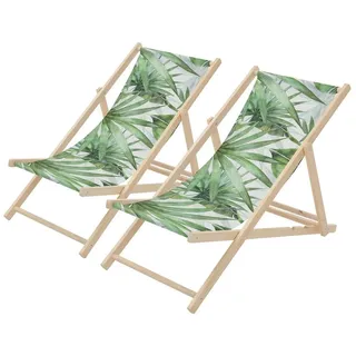 ECD Germany Sonnenliege 57,5 x 83 x 100 cm Grün/Weiß klappbar