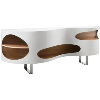 SalesFever Sideboard 200 x 60 x 50 cm Weiß / Walnuss