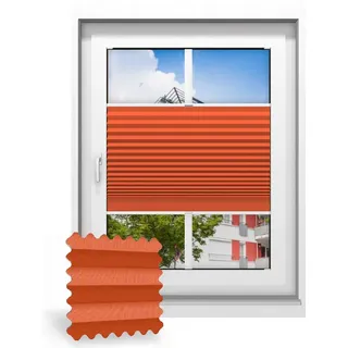 Plissee ohne Bohren nach Maß, Orange 156090, 30 x 80 cm, Plissee individuell maßangefertigt