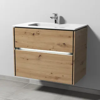 Sanipa Waschtischunterschrank 2 Auszüge 79 x 46 x 61 cm Eiche Natural-Touch