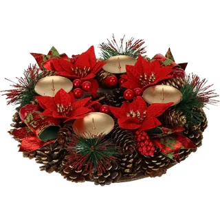 Bambelaa! Adventskranz Bambelaa! Adventskranz mit 4 Kerzenhaltern Gold Tannenzapfen Beeren