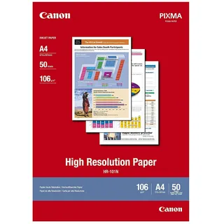 Canon HR-101N hochauflösendes Papier - DIN A4, 50 Blatt (106 g/qm) für Tintenstrahldrucker 1033A002